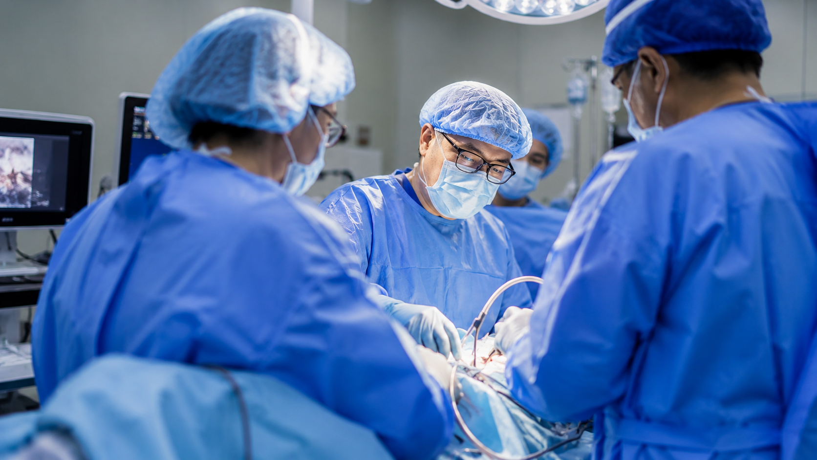 Joint surgery team in an operating room